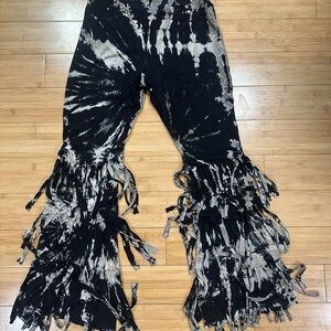 Tie-Dye Fringe Flare Pants in S/M